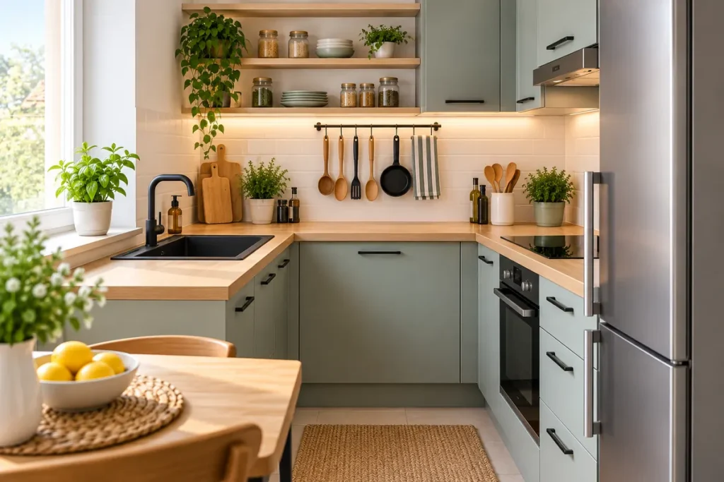 Petite cuisine fonctionnelle aménagée pour gagner de la place